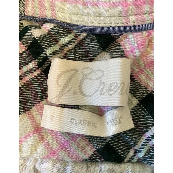 J Crew Check Flannel Button Up Shirt Size 0 Women’s Pink Green - Picture 3 of 7